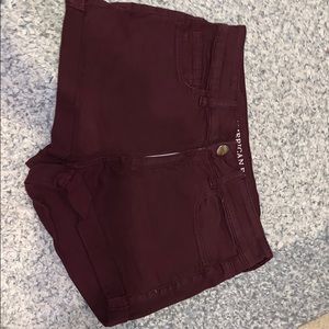 Burgundy American Eagle Denim Shorts